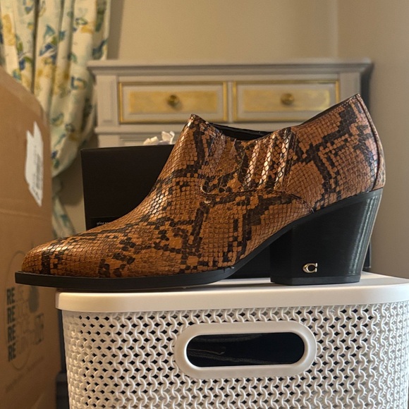 Caramel Shoes - Caramel Brown Snake Print Heeled Boots